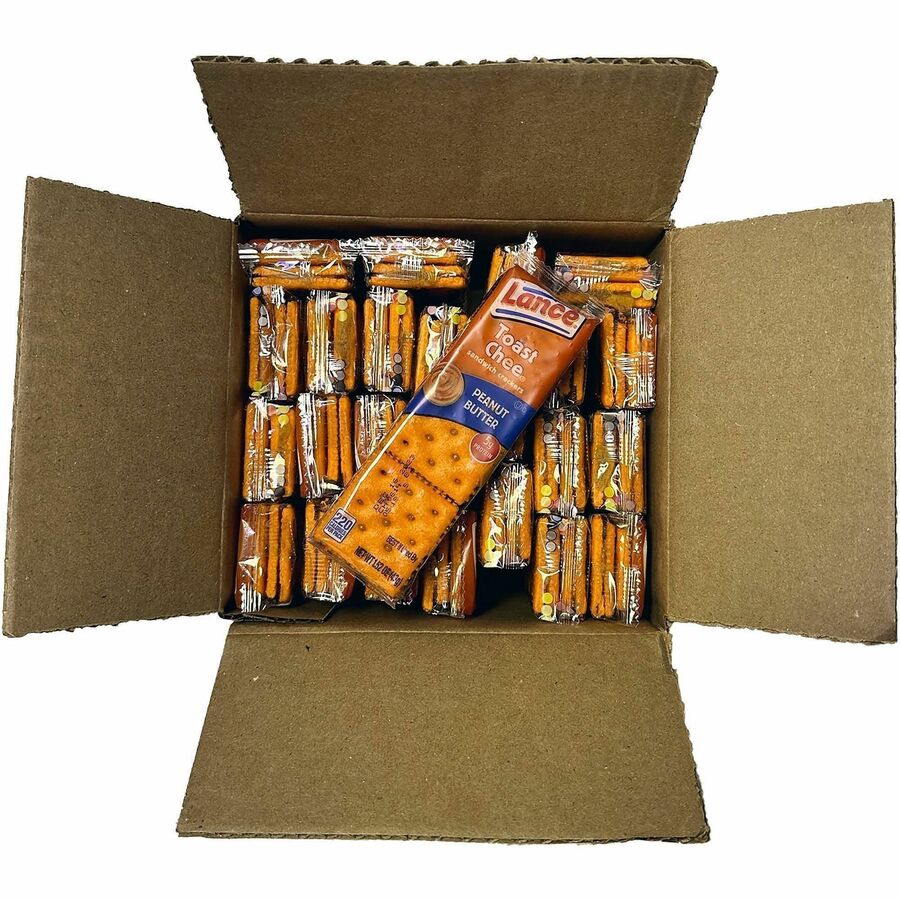 Image of Lance SN40653 Toast Chee Peanut Butter Cracker Sandwiches, Individually Wrapped, Peanut Butter, 1 Serving Pack, 6/Pack, 1 Box