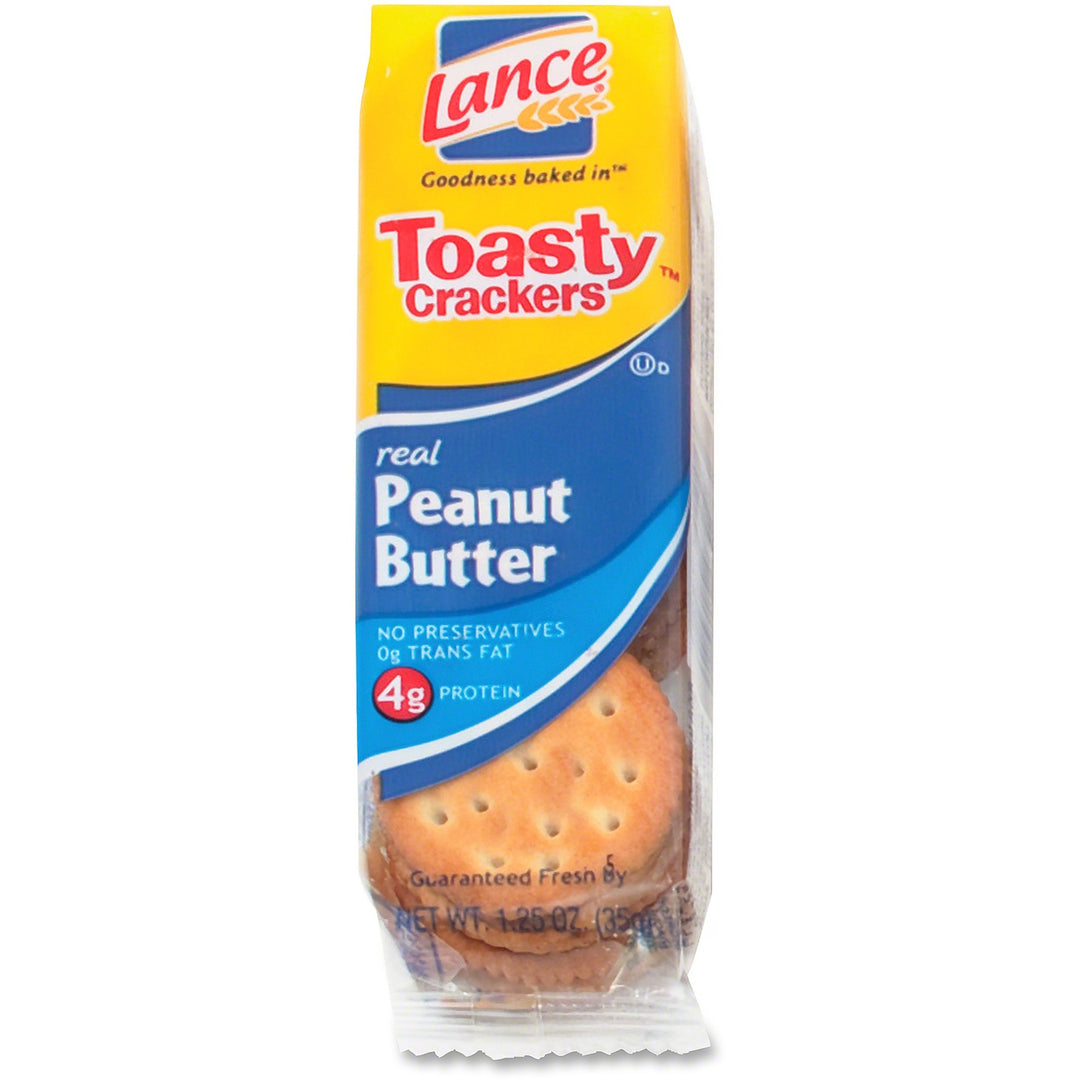 Image of Lance SN40654 Toasty Peanut Butter Cracker Sandwiches Packs, Individually Wrapped, Peanut Butter, 1 Serving Pack, 6/Pack, 1 Box