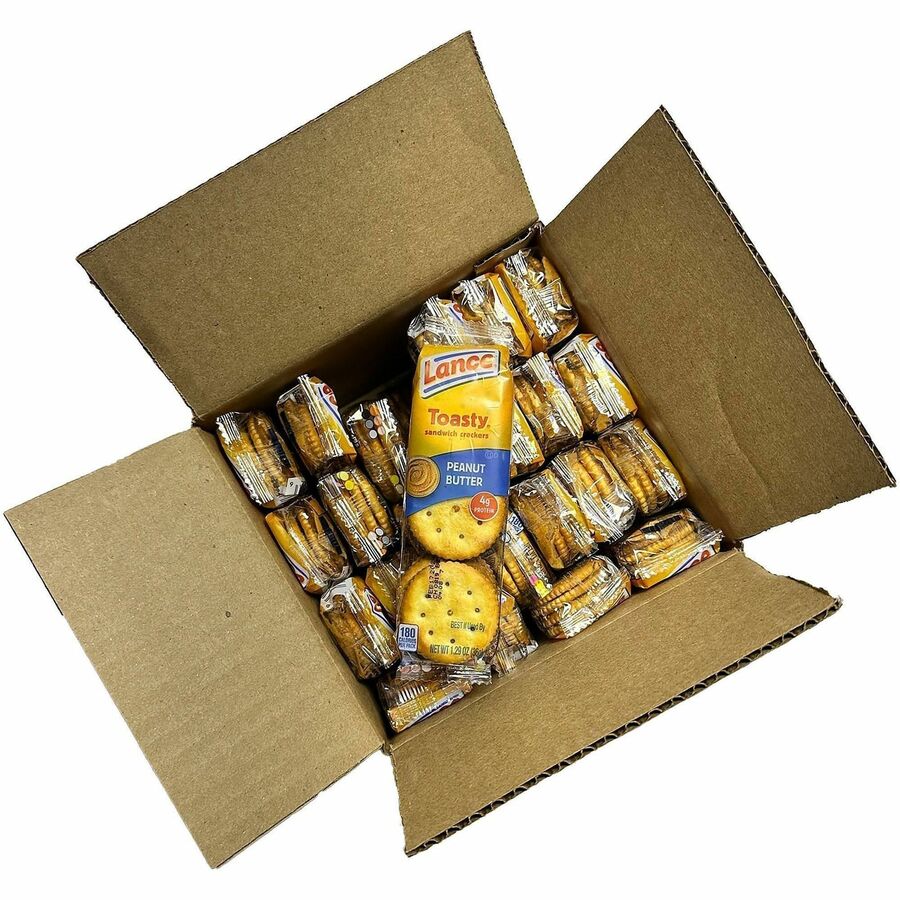Image of Lance SN40654 Toasty Peanut Butter Cracker Sandwiches Packs, Individually Wrapped, Peanut Butter, 1 Serving Pack, 6/Pack, 1 Box