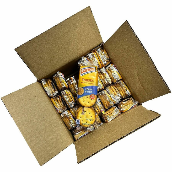 Image of Lance SN40654 Toasty Peanut Butter Cracker Sandwiches Packs, Individually Wrapped, Peanut Butter, 1 Serving Pack, 6/Pack, 1 Box
