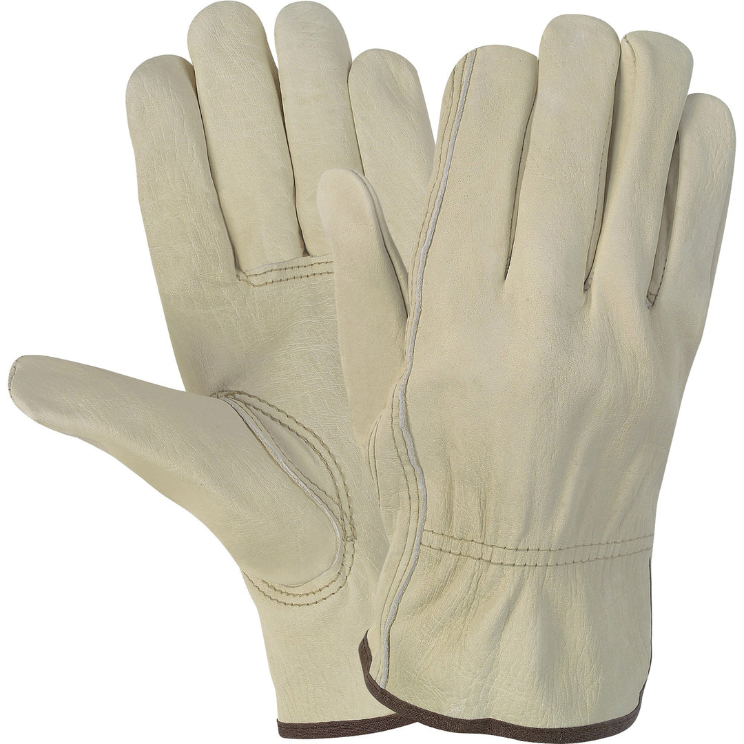 Image of MCR Safety CRW3215L Durable Cowhide Leather Work Gloves, Large Size, Cream, Durable, Comfortable, Flexible, For Construction, 2 / Pair