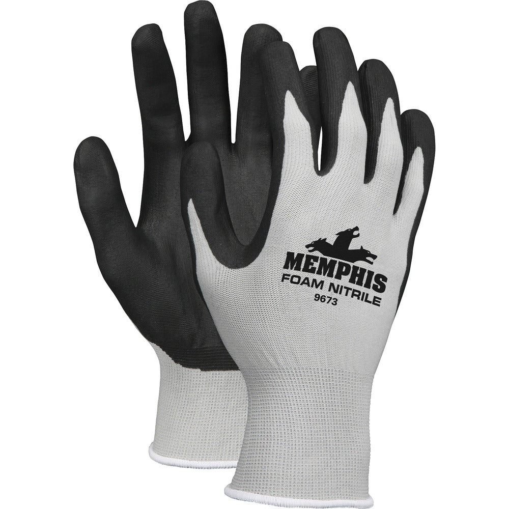 Image of MCR Safety Protective Gloves, Foam Nylon, Small, 1 DZ, Black