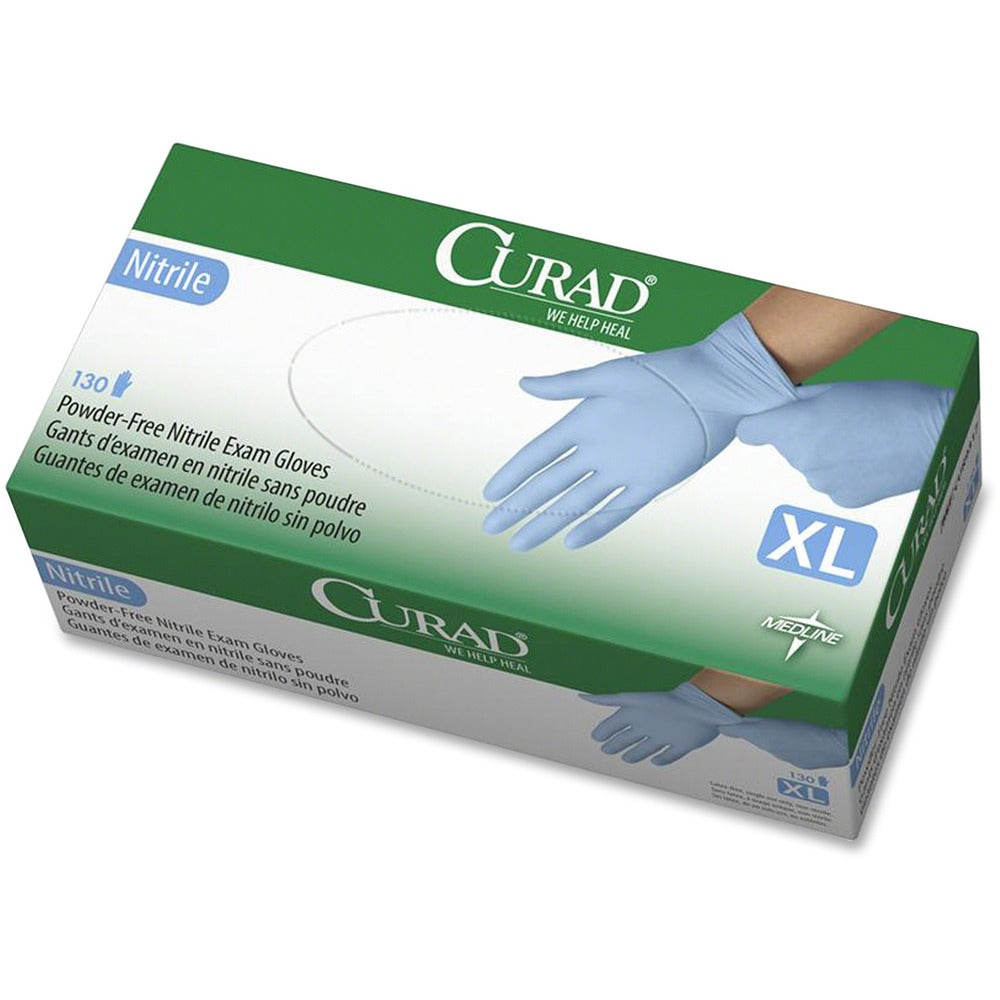 Image of Medline Nitrile Exam Gloves, Powder-Free, X-Large, 130/BX, Blue