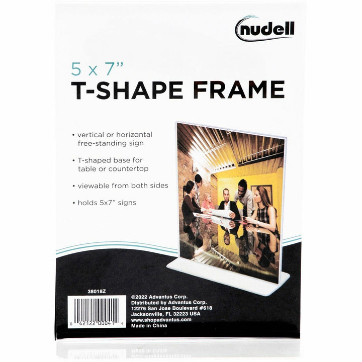 Image of Glolite Nudell LLC Stand-Up Sign Holder, 5"x7", Plastic, Clear