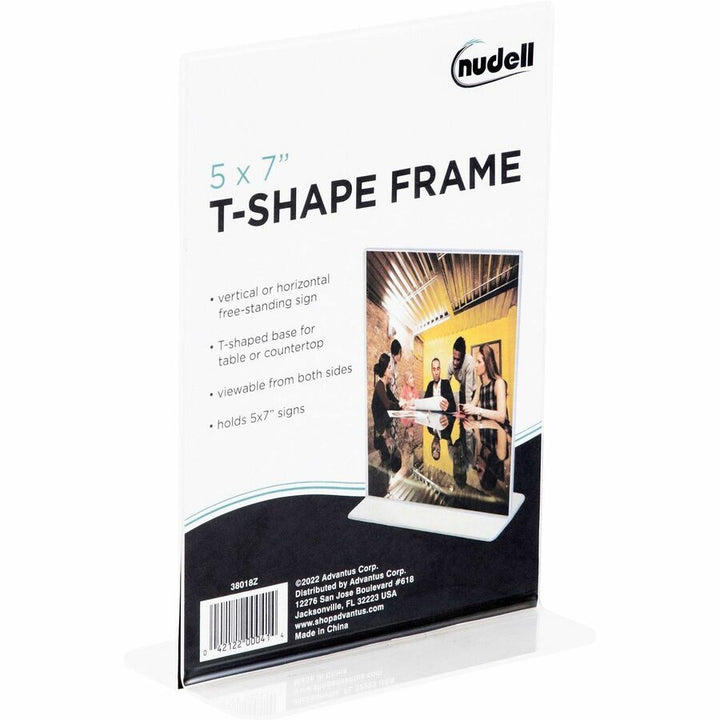 Image of Glolite Nudell LLC Stand-Up Sign Holder, 5"x7", Plastic, Clear