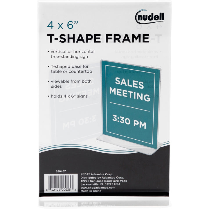 Image of Glolite Nudell LLC Stand-Up Sign Holder, 4"x6", Plastic, Clear