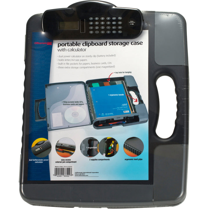 Image of Officemate Clipboard Case,w/Calculator,14.5"x11.75"x1.5",Charcoal Black