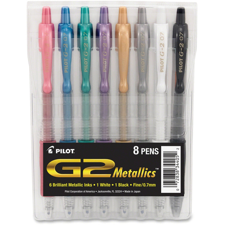Image of G2 Metallics 34405 Premium Gel Ink Retractable Pens, 0.7 mm Fine Pen Point, Retractable, Pink, Blue, Green, Purple Ink, Pigment-based, 8 / Pack