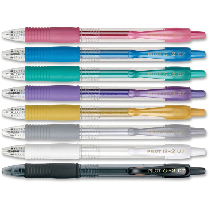 Image of G2 Metallics 34405 Premium Gel Ink Retractable Pens, 0.7 mm Fine Pen Point, Retractable, Pink, Blue, Green, Purple Ink, Pigment-based, 8 / Pack