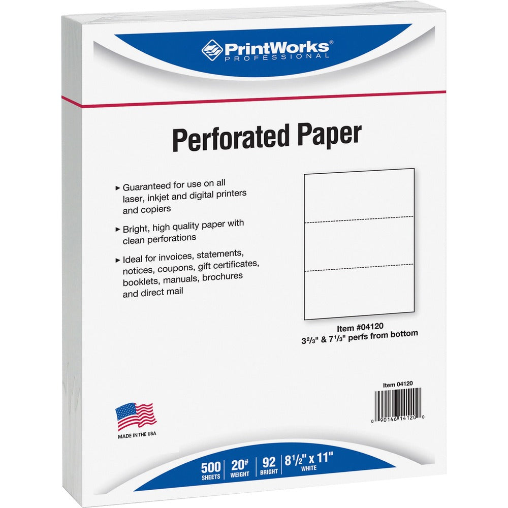 Image of Docugard Office Paper, 2 Perfs/PG, LTR, 20 lb, 500/RM, WE