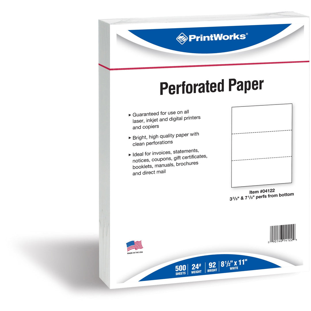 Image of Docugard Office Paper,3-2/3" & 7-1/3" Perf,8-1/2"x11",24lb,500/RM,WE