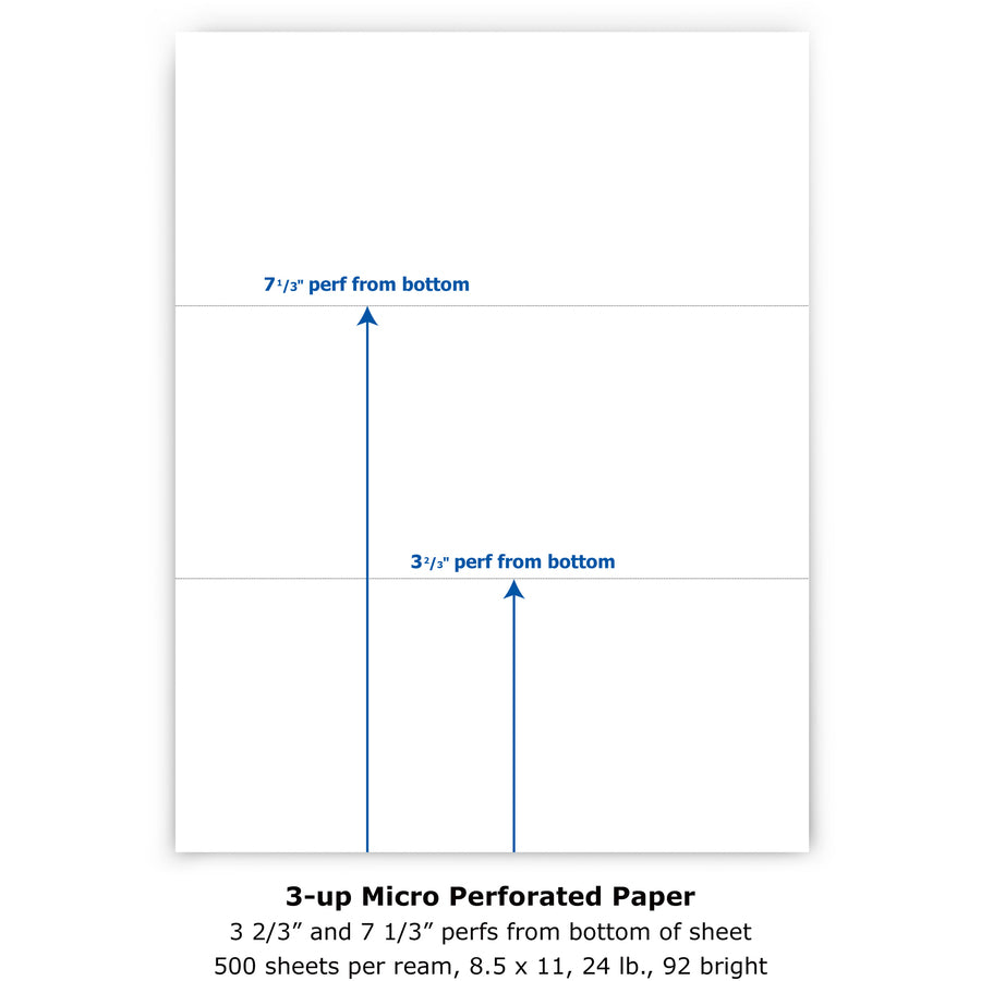 Image of Docugard Office Paper,3-2/3" & 7-1/3" Perf,8-1/2"x11",24lb,500/RM,WE