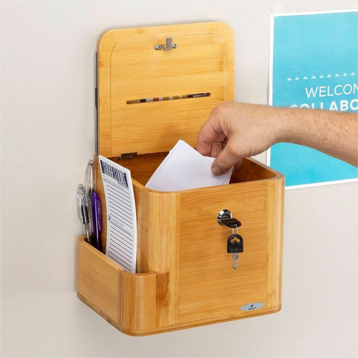 Image of Safco® Bamboo Suggestion Boxes, 10 X 8 X 14, Natural