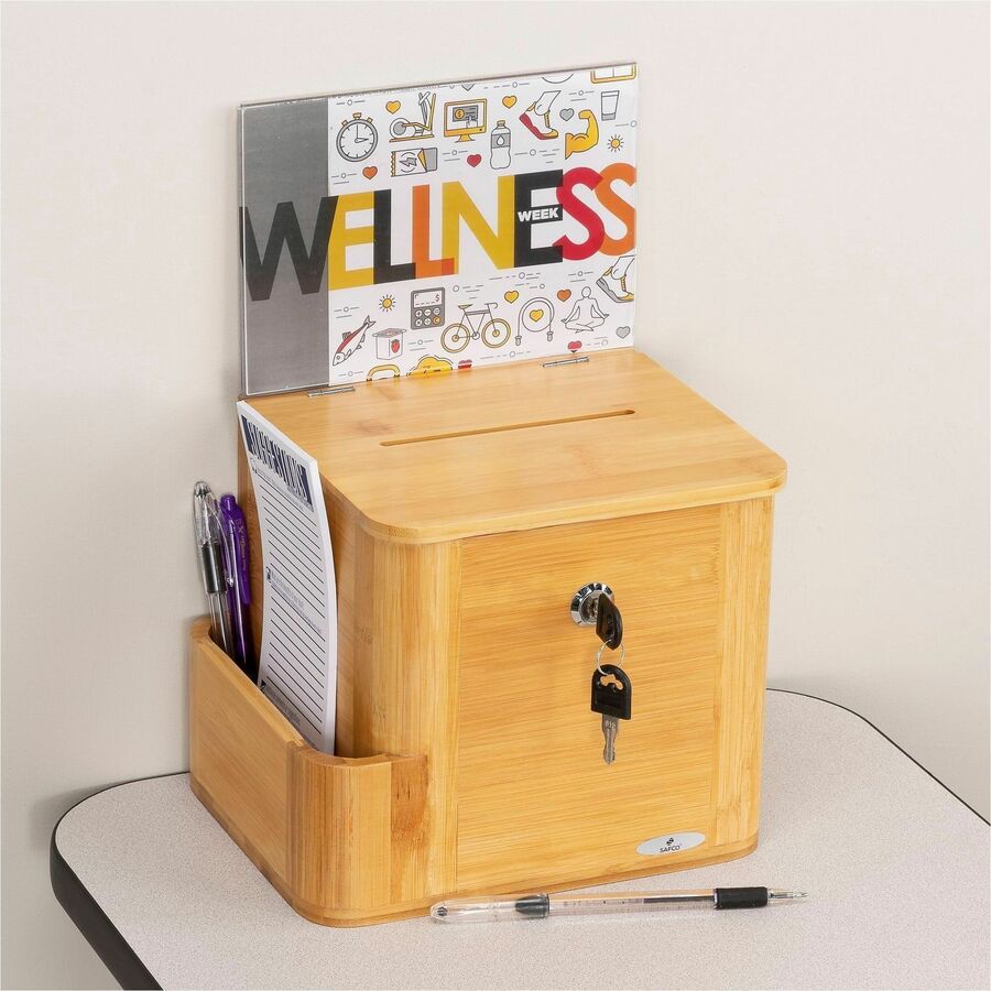 Image of Safco® Bamboo Suggestion Boxes, 10 X 8 X 14, Natural