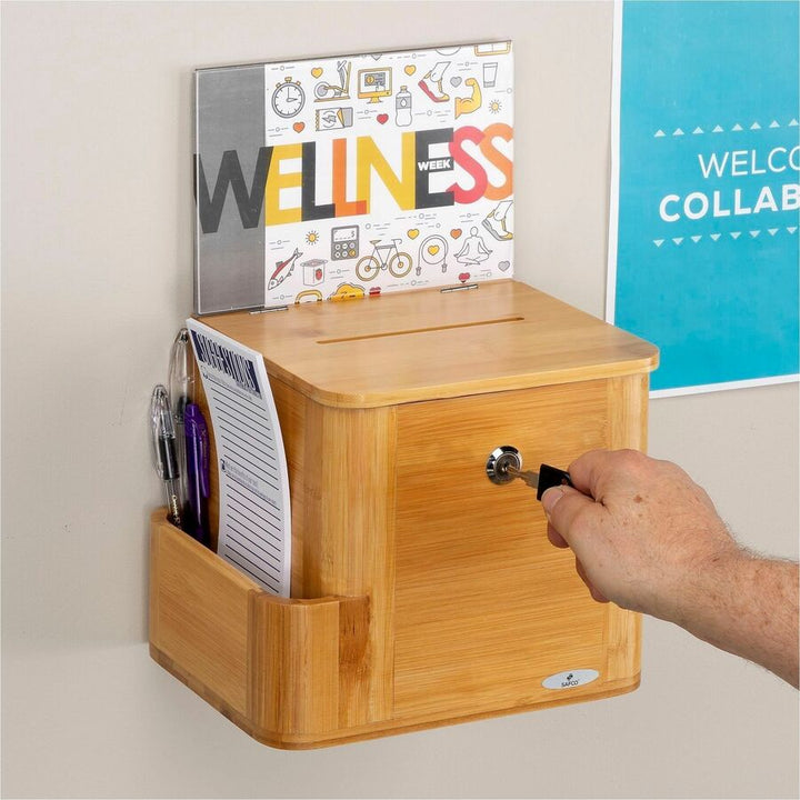 Image of Safco® Bamboo Suggestion Boxes, 10 X 8 X 14, Natural