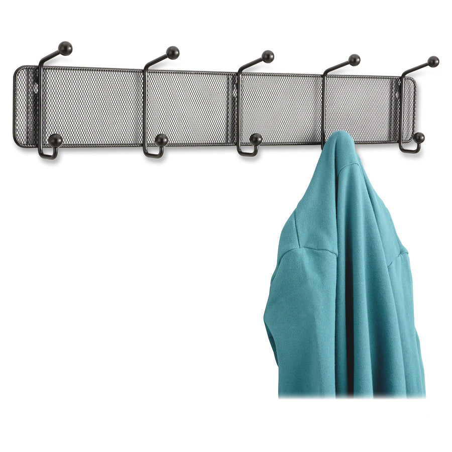 Image of Safco® Onyx Mesh Wall Racks, 5 Hook, 26.75w x 3d x 5.5h, Black