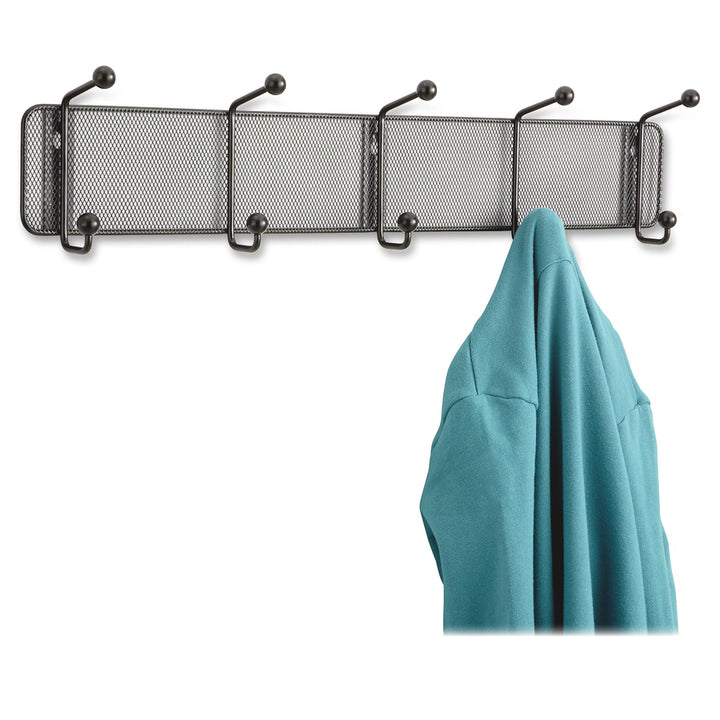 Image of Safco® Onyx Mesh Wall Racks, 5 Hook, 26.75w x 3d x 5.5h, Black