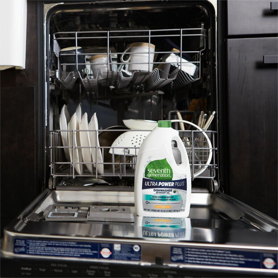 Image of Seventh Generation 22929 Ultra Power Plus Dishwasher Detergent, For Dish, 65 fl oz (2 quart), Fresh Scent, Non-toxic, Dye-free, Clear, 1 Bottle