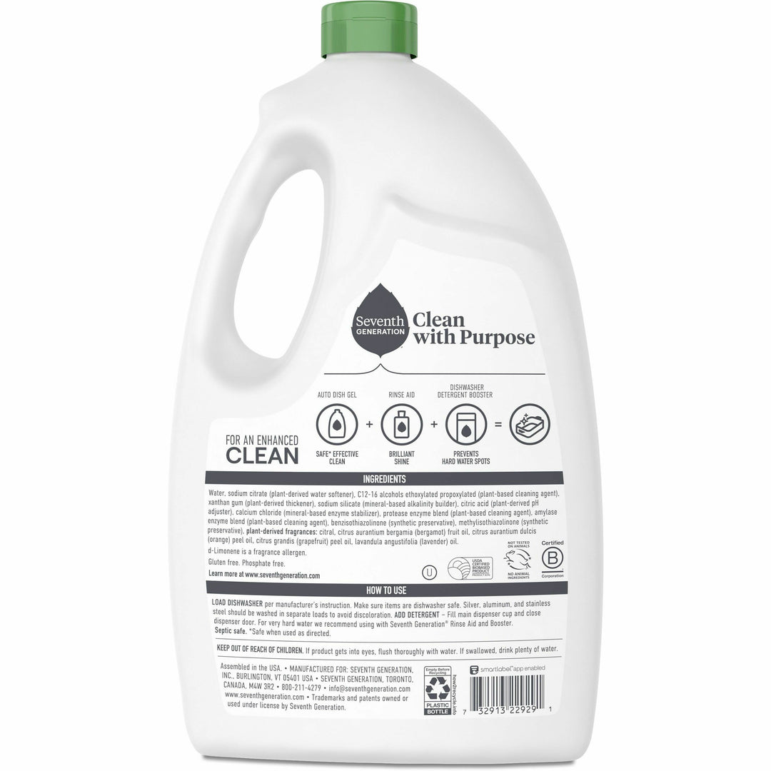 Image of Seventh Generation 22929 Ultra Power Plus Dishwasher Detergent, For Dish, 65 fl oz (2 quart), Fresh Scent, Non-toxic, Dye-free, Clear, 1 Bottle