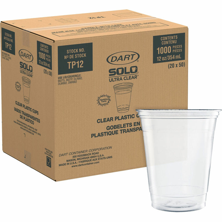 Image of SOLO® Cups,f/Cold Drinks,PET,12oz,50/PK,20PK/CT,Clear