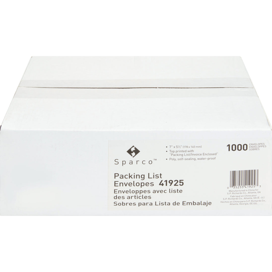 Image of Sparco Packing/Invoice Envelope, 7"x5.5", 1000/BX, White
