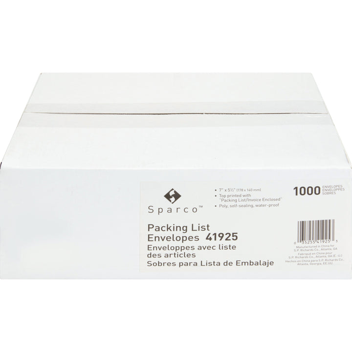 Image of Sparco Packing/Invoice Envelope, 7"x5.5", 1000/BX, White