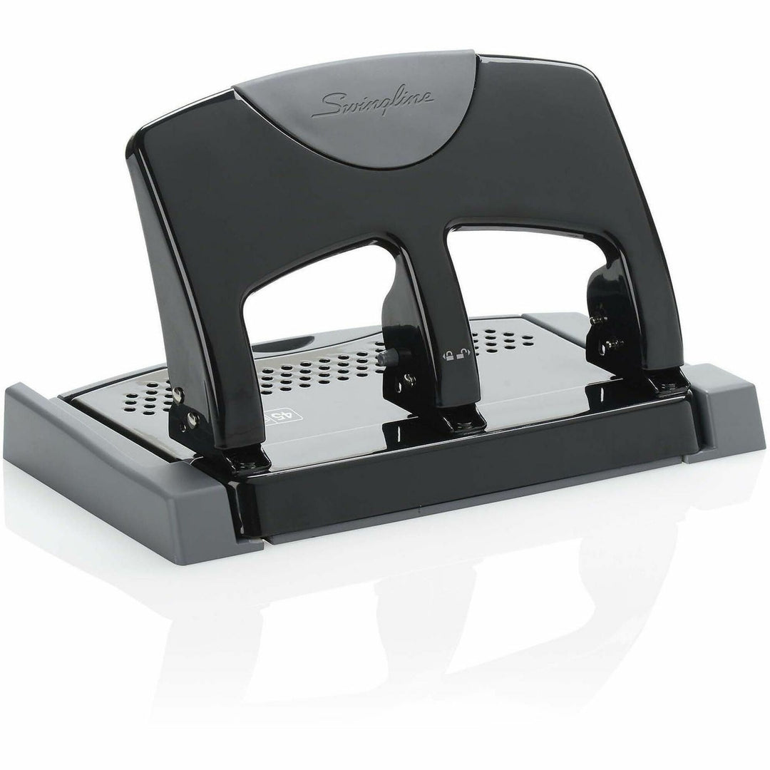 Image of Swingline® 45-Sheet Smarttouch Three-Hole Punch, 9/32" Holes, Black/gray