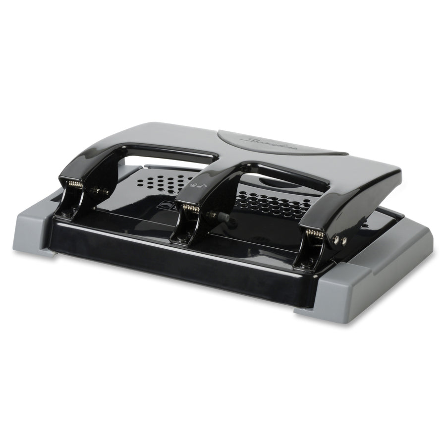 Image of Swingline® 45-Sheet Smarttouch Three-Hole Punch, 9/32" Holes, Black/gray