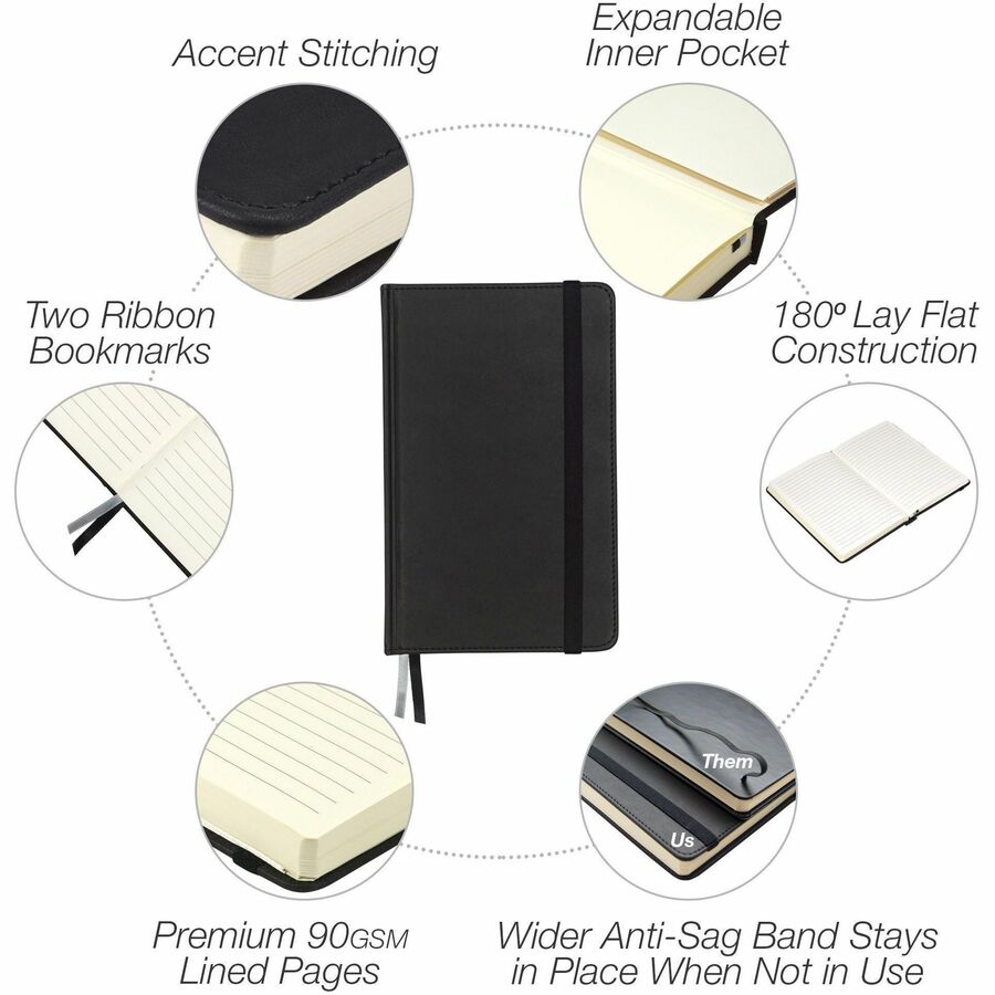 Image of Samsill® Journal, Acid-Free, 120 Sheets, 5-1/4"Wx3/4"Lx8-1/4"H, Black