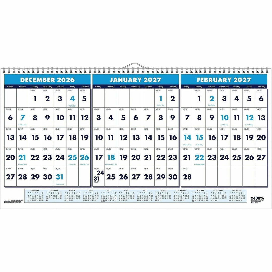 Image of House of Doolittle 3648 3-month Horizontal Wall Calendar