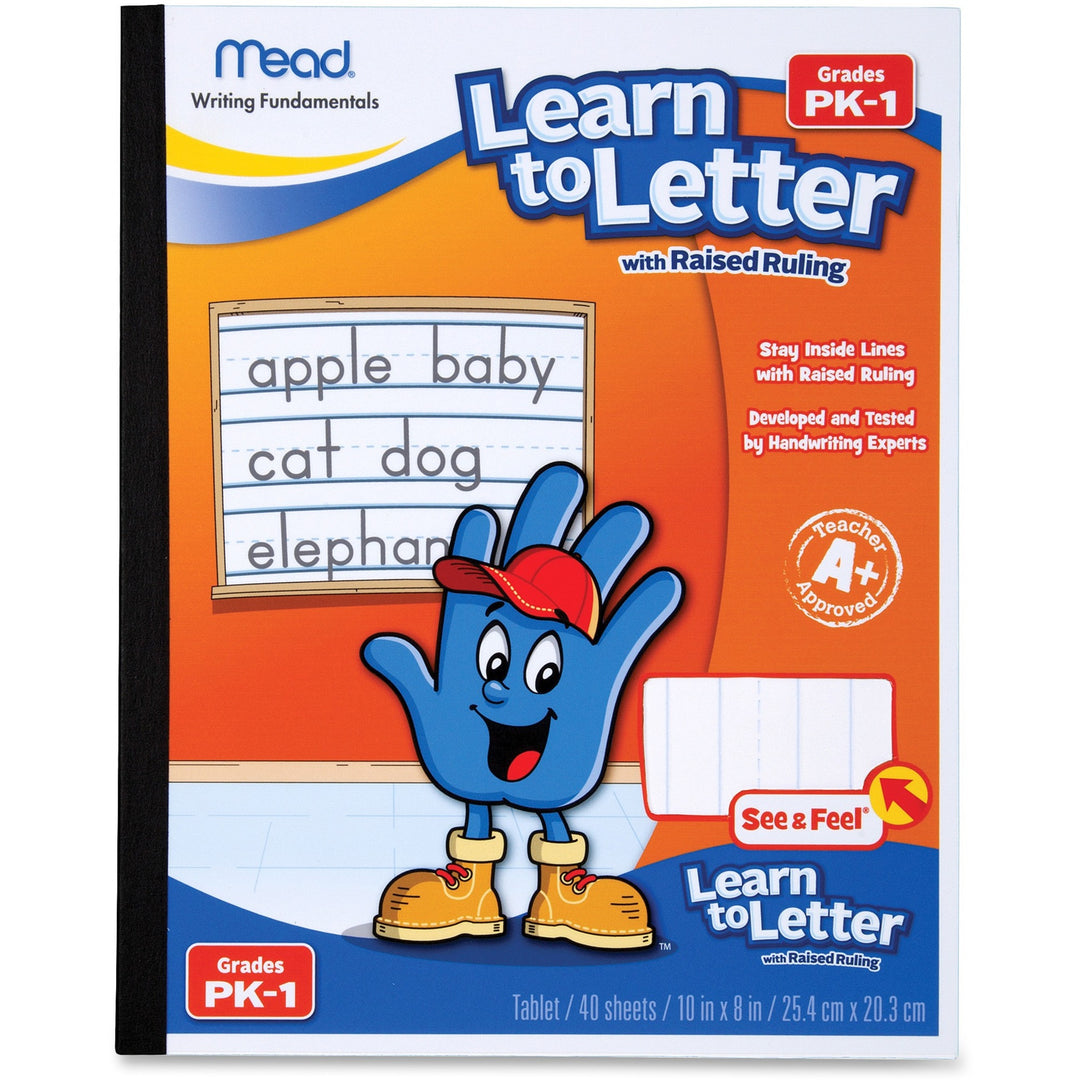 Image of Mead® Learn to Letter Primary Journal with Raised Ruling, Manuscript Format, Orange/White/Blue Cover, (40) 10 x 8 Sheets