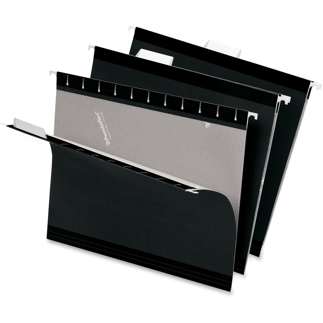 Image of Pendaflex® Colored Reinforced Hanging Folders, Legal Size, 1/5-Cut Tabs, Black, 25/Box
