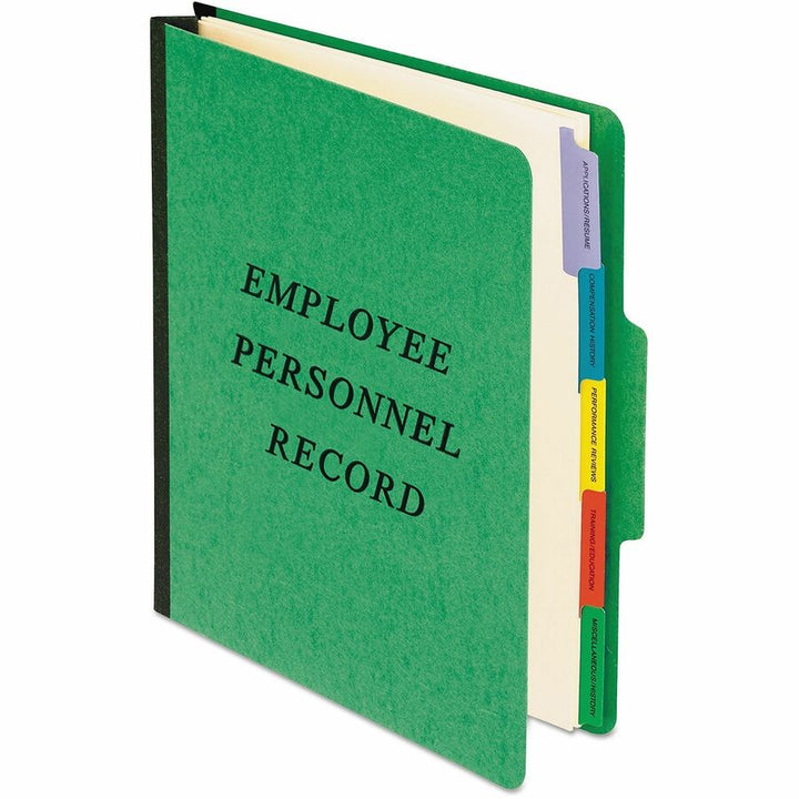 Image of Pendaflex® Vertical-Style Personnel Folders, 2" Expansion, 5 Dividers, 2 Fasteners, Letter Size, Green Exterior