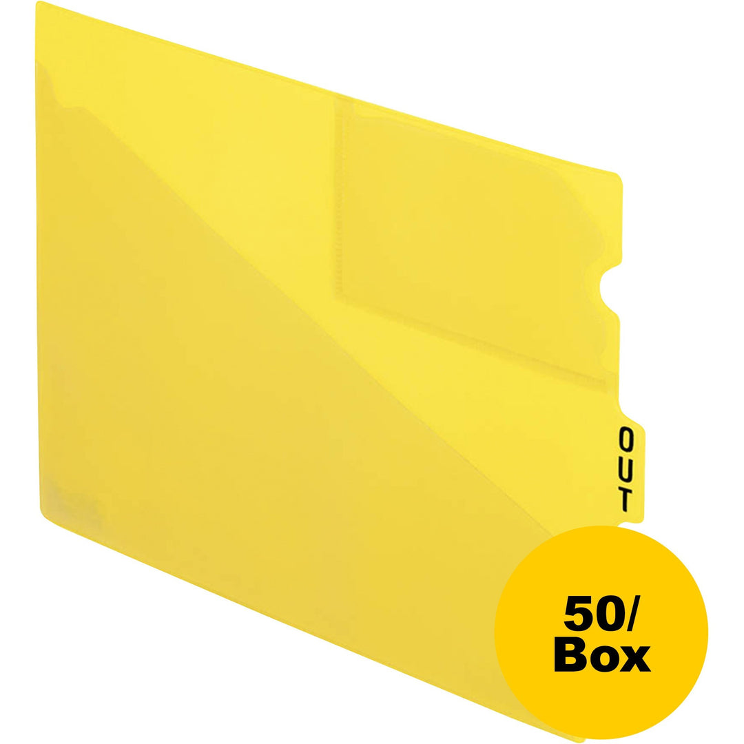 Image of Pendaflex® Colored Poly End Tab "Out" Guides, 1/3-Cut: Center Position, For Letter Size Files, Yellow, 50/Box