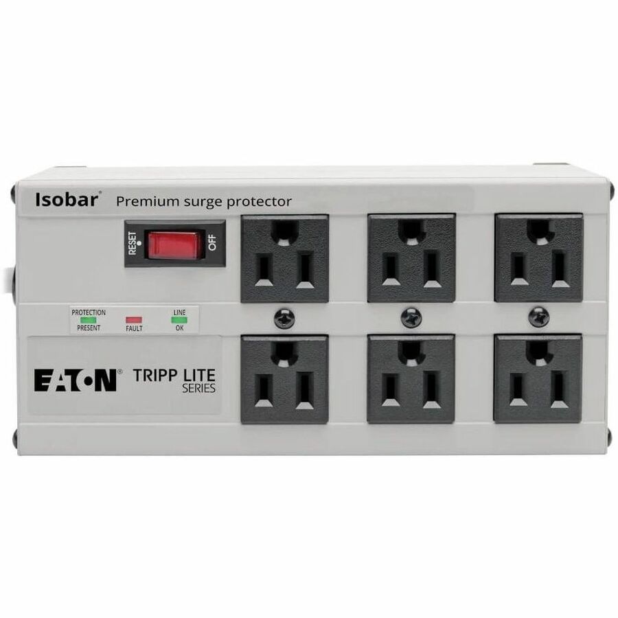 Image of Tripp Lite by Eaton Isobar Surge Protector, 6 AC Outlets, 6 ft Cord, 3,330 J, Light Gray