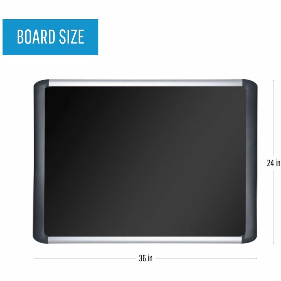 Image of MasterVision® Soft-touch Bulletin Board, 36" x 24", Black Surface, Black/Satin Aluminum Frame