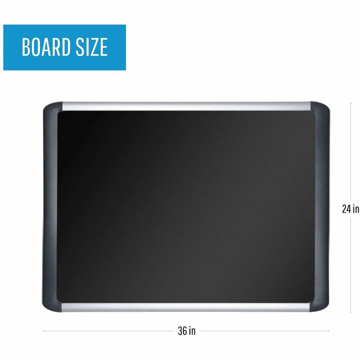 Image of MasterVision® Soft-touch Bulletin Board, 36" x 24", Black Surface, Black/Satin Aluminum Frame