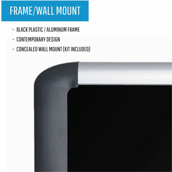 Image of MasterVision® Soft-touch Bulletin Board, 48" x 36", Black Surface, Black/Satin Aluminum Frame