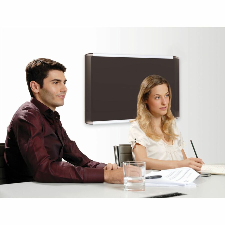 Image of MasterVision® Soft-touch Bulletin Board, 48" x 36", Black Surface, Black/Satin Aluminum Frame