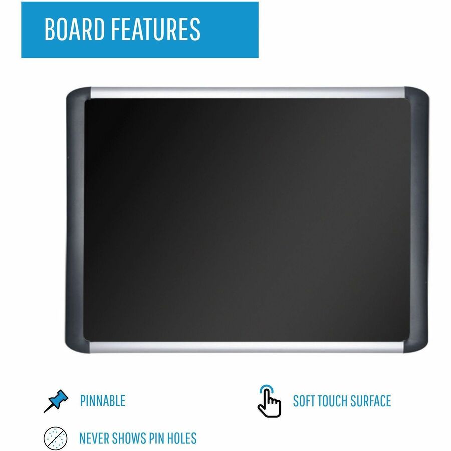Image of MasterVision® Soft-touch Bulletin Board, 48" x 36", Black Surface, Black/Satin Aluminum Frame