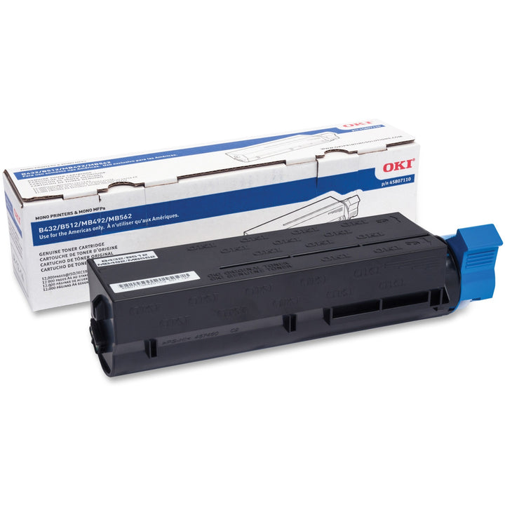 Image of Oki® HY Toner Cartridge, f/B412/512, 12,000 Page Yield, BK
