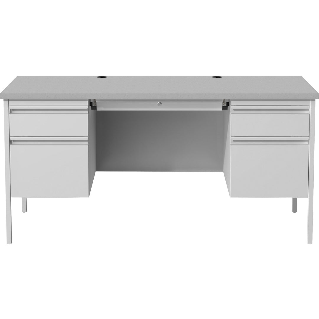 Image of Lorell Desk, Double-Pedestal, Steel, 60"x30"x29-1/2", Gray/Gray