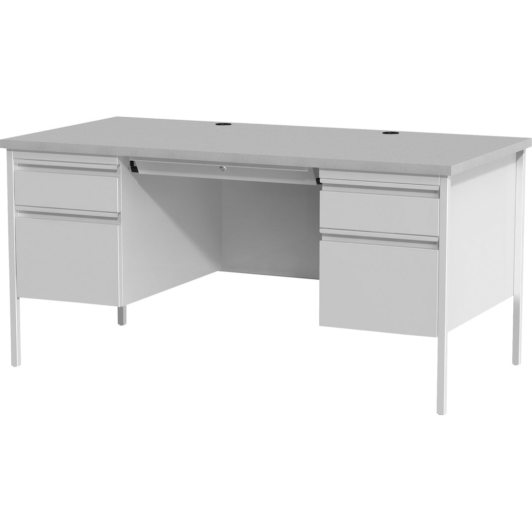 Image of Lorell Desk, Double-Pedestal, Steel, 60"x30"x29-1/2", Gray/Gray
