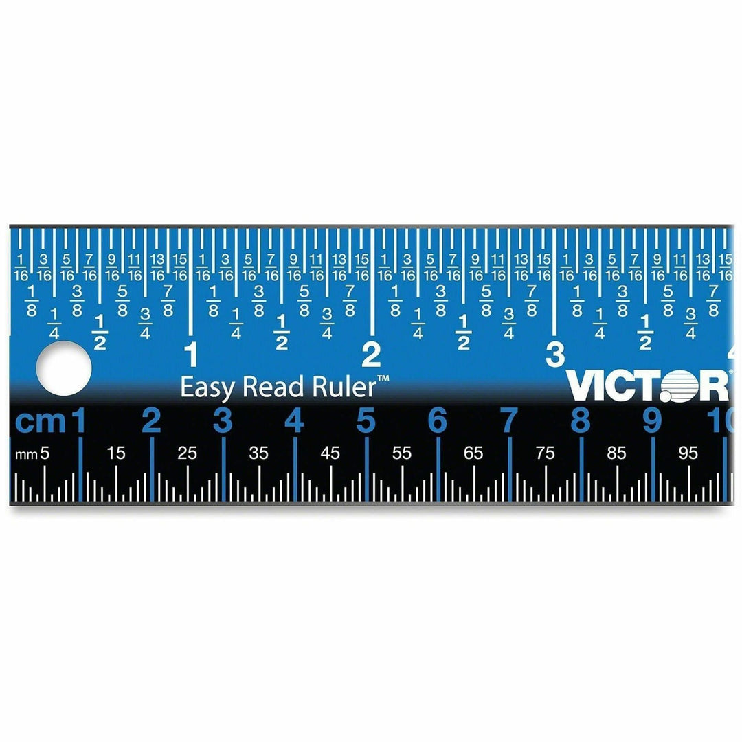 Image of Victor® Easy Read Stainless Steel Ruler, Standard/metric, 12".5 Long, Blue
