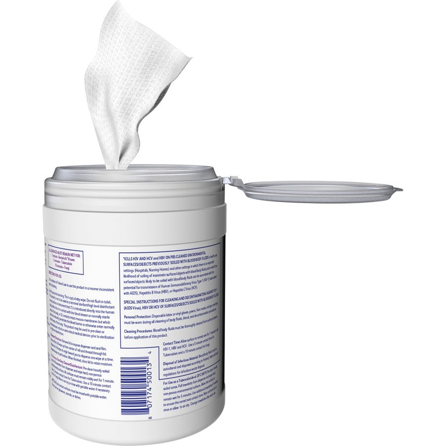 Image of Diversey Disinfectant Wipes, 6"x7", 160 Wipes/Canister, 12/CT, White