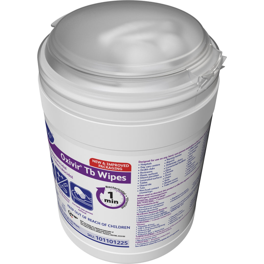 Image of Diversey Disinfectant Wipes, 6"x7", 160 Wipes/Canister, 12/CT, White