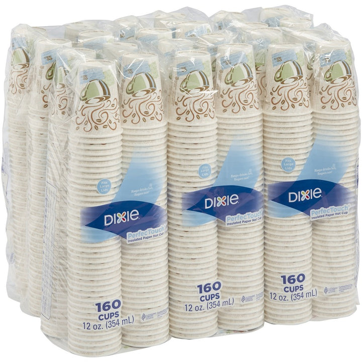 Image of Dixie® Hot Cups, Insulated Paper, 12oz, 160/PK, 6/CT, Multi