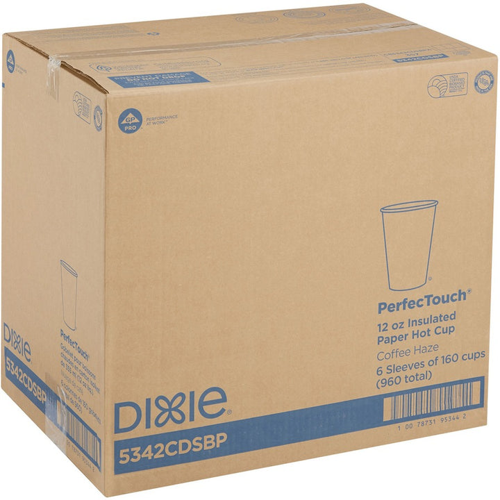 Image of Dixie® Hot Cups, Insulated Paper, 12oz, 160/PK, 6/CT, Multi