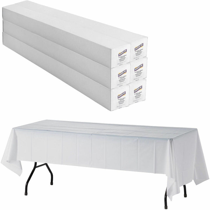 Image of Genuine Joe Table Cover Rolls, Plastic, 40"x300', 6RL/CT, White