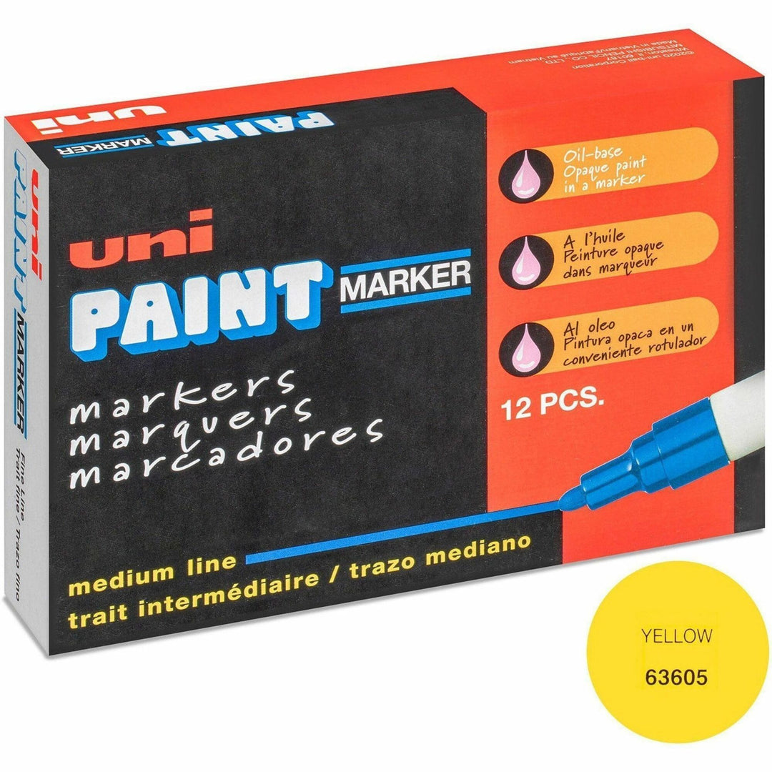 Image of uniball® Marker, Oil-Based, Medium Point, Yellow Ink
